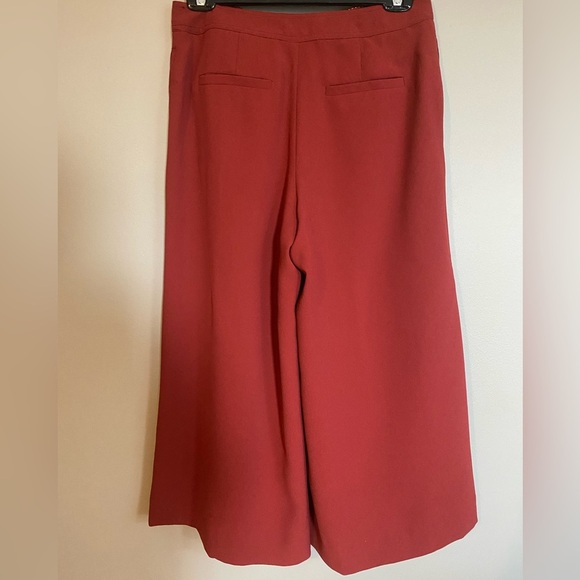 Anthropologie The Essential Culotte Wide Leg Capris Wine Red Size 0 - Picture 8 of 12